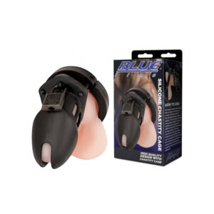 Blue Line Siilcone Chastity Cage Black