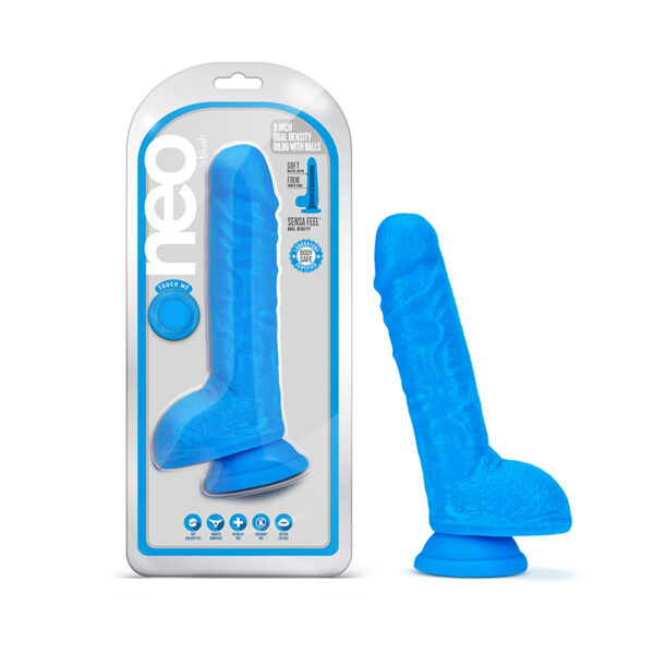 Neo Dual Density Dildo 9in Neon Blue