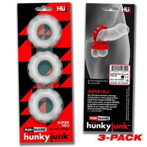 Hunkyjunk Super Huj 3pk Cockrings Clear