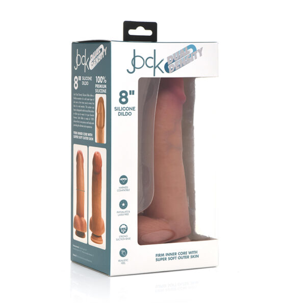 Jock Dual Dens Sili Dildo W/Balls 8in Li