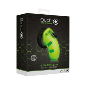 Ouch GITD 3.5in Silicone Cock Cage Grn