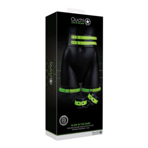 Ouch GITD Thigh&Handcuffs Belt Grn SM
