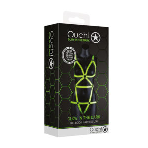 Ouch GITD FullBody Harness NeonGrn LXL