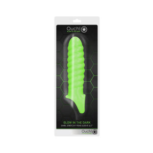 Ouch GITD Swirl Stretch PenisSleeve Grn