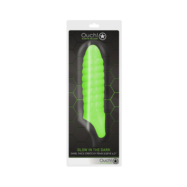 Ouch GITD Swirl Thick Penis Sleeve Grn