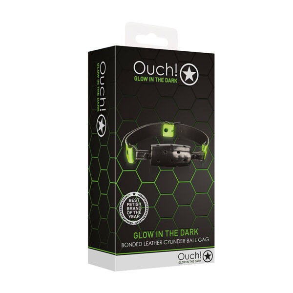 Ouch GITD Cylinder Ball Gag Neon Green