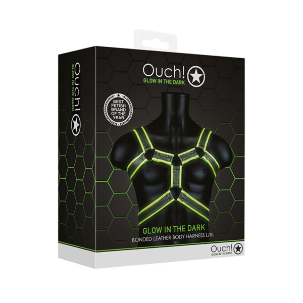 Ouch GITD Body Harness Neon Green LXL