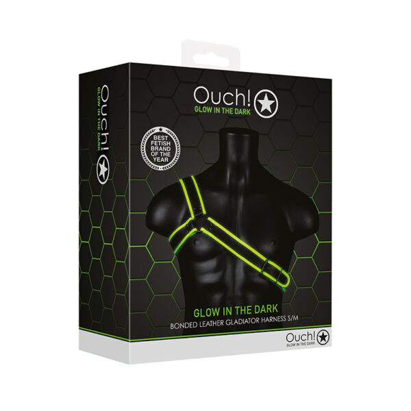Ouch GITD Gladiator Harness NeonGrn SM