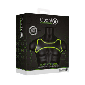Ouch GITD Neo Body Harness NeonGrn LXL