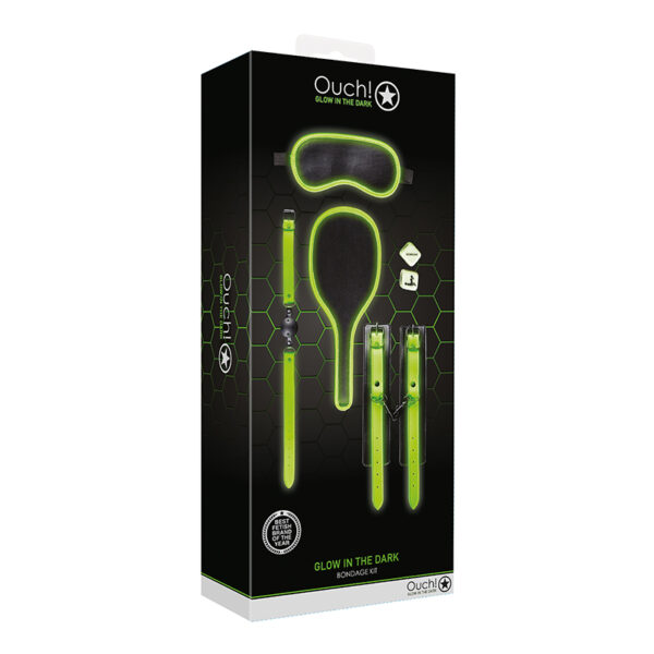 Ouch GITD 7Pc Bondage Kit NeonGreen