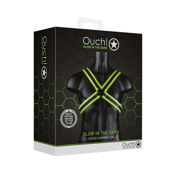 Ouch GITD Cross Harness Neon Green SM