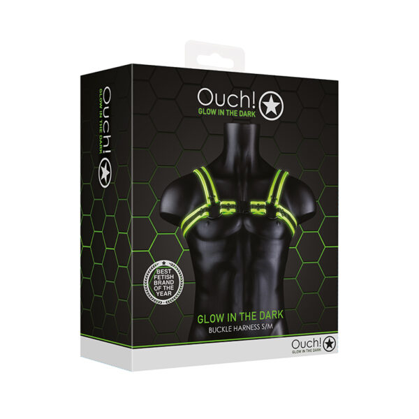 Ouch GITD Buckle Harness Neon Green SM