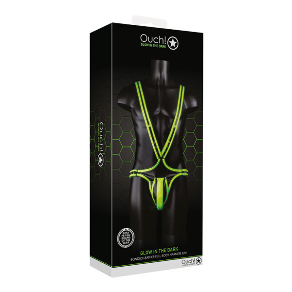 Ouch GITD FullBody Harness NeonGreen SM