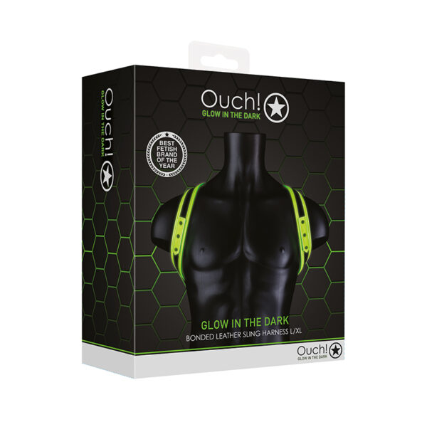 Ouch GITD Sling Harness Neon Green LXL