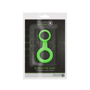 Ouch GITD Cockring&Ball Strap NeonGreen