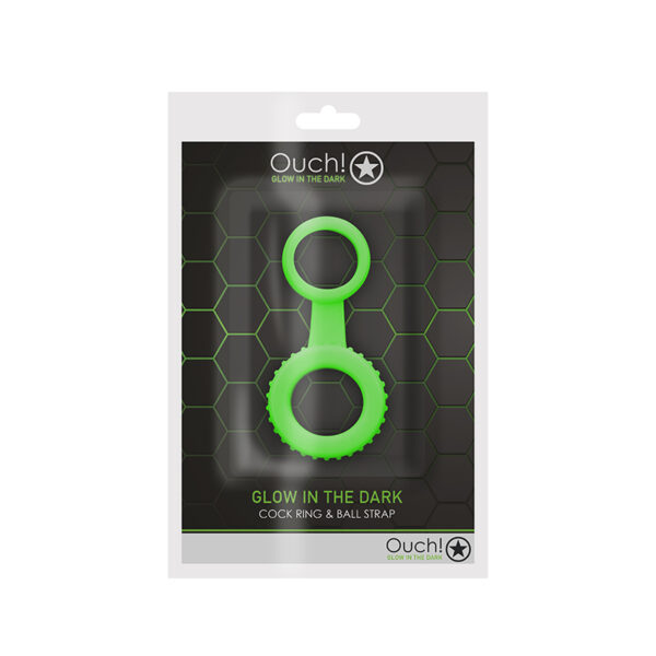 Ouch GITD Cockring&Ball Strap NeonGreen