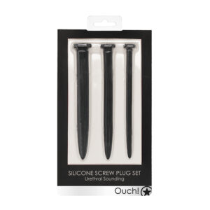 Ouch UrethralSnd SilRuggNailPlg Set Blk