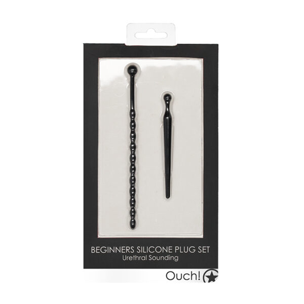 Ouch Urethral Snding Beg SilPlg Set Blk