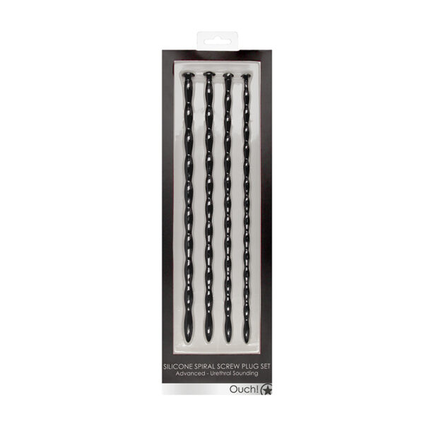 Ouch UrethralSnd Adv SilScrwPlg Set Blk