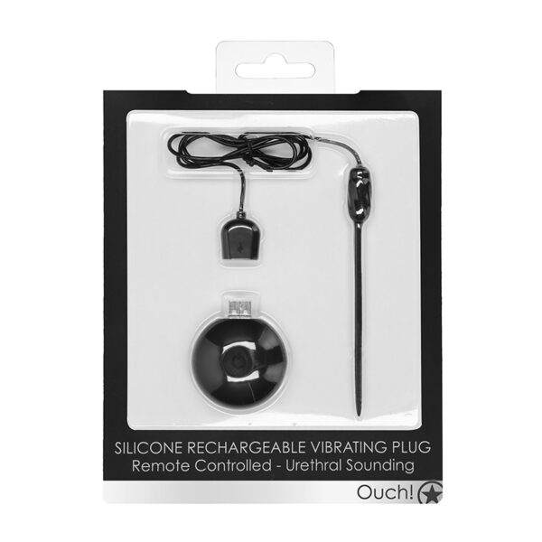 Ouch Urethral Snd Sil VibPlugRem Blk