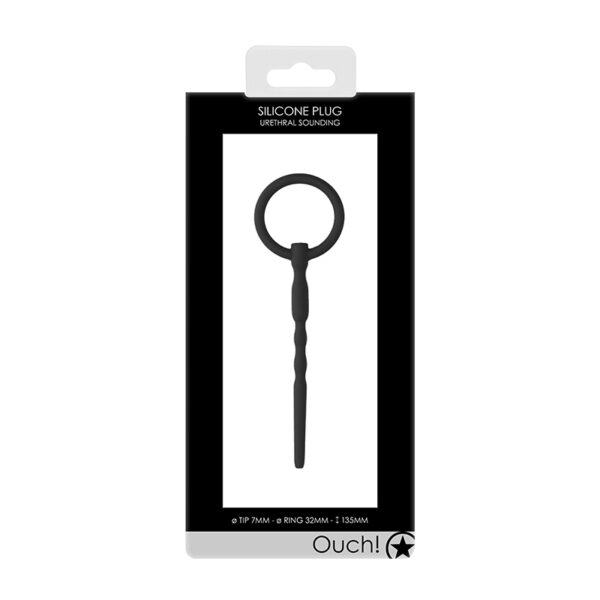 Ouch Urethral Sndng Sil CockPin Blk 7mm