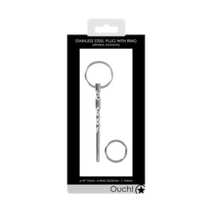 Ouch Urethral Snd Mtl Plug wRing 7.5mm