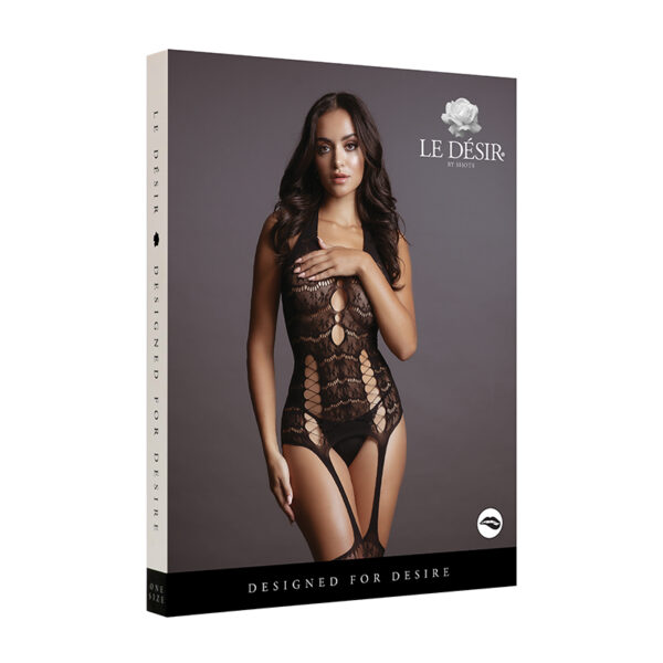 Le Desir Lace Suspender Bodystock Blk OS