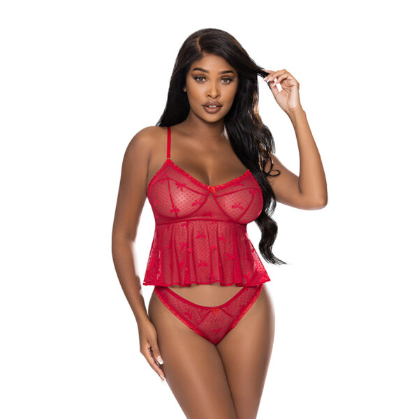 MS WLove Flutter Cami Panty Set Red SM
