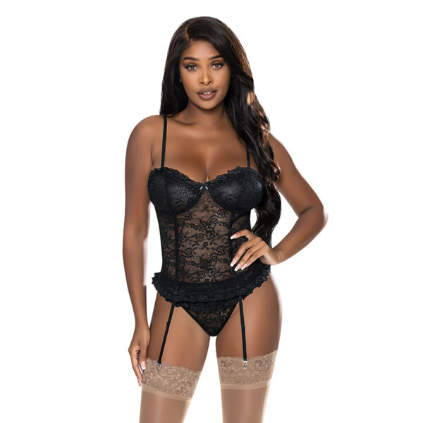 MS OohLaLace Bustier & Panty Set Blk SM