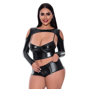 MS Liquid Onyx Cami Shrug & Short Blk QS
