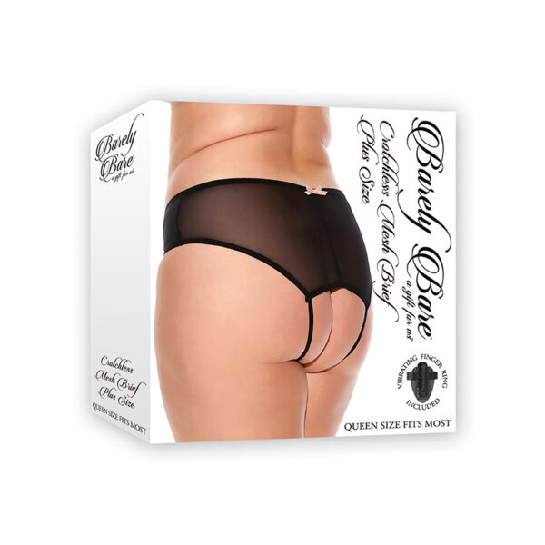 Barely Bare Crotchless Mesh Brief Blk QS