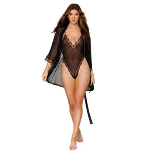 DG Mesh Robe & Strappy Back Teddy Blk XL