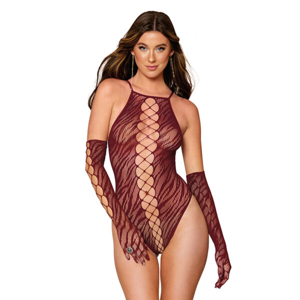 DG AnPrint Fishnet Teddy & Gloves Bur OS