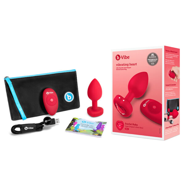 b-Vibe Vib Heart Shape Jewel Plug M/L Rd