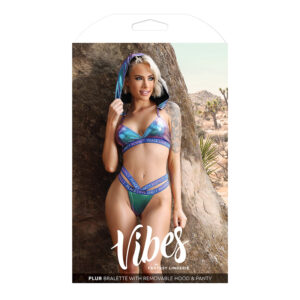 FL Vibes Plur Holo BralettePanty Aqua SM