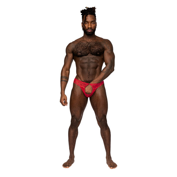 MP Sassy Lace Open Ring Thong Red S/M
