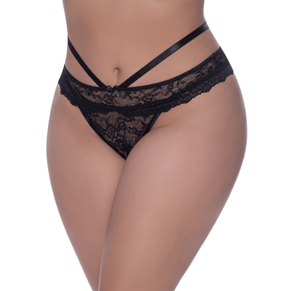 MS Ooh La Lace Peek-a-Boo Cheeky Blk QS