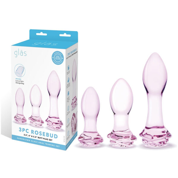 Glas Rosebud 3pc Glass Anal Plug Set
