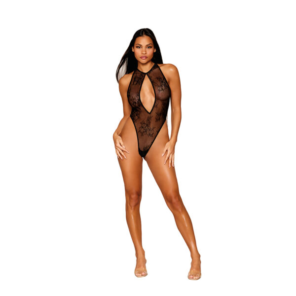DG Halter Thong Teddy w/Fringe Black L