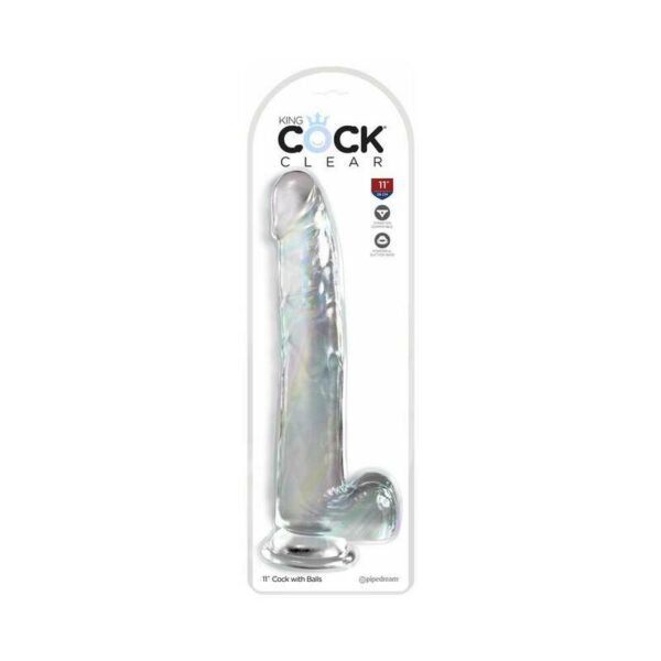 King Cock Clear with Balls 11in Clear