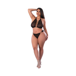 MS Glitz & Glam HalterBralet&Pnty Blk Q