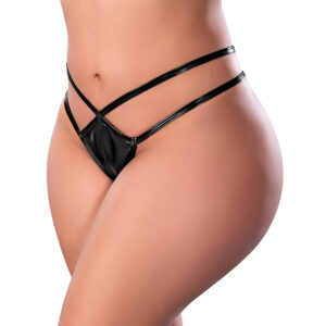 MS Liquid Onyx Crotchless Panty Black Q
