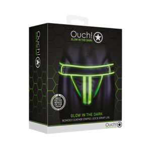 Ouch GITD StripedJockStrap NeonGrn LXL