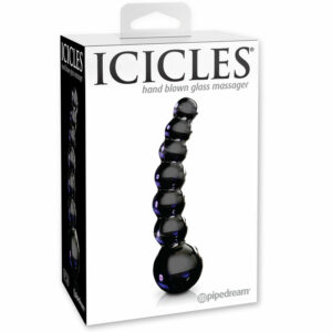 Icicles #66 4.75in Glass Dildo Black