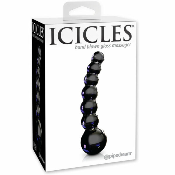 Icicles #66 4.75in Glass Dildo Black