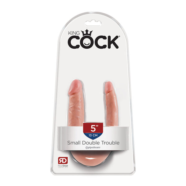 King Cock Double Trouble 5in Beige Small