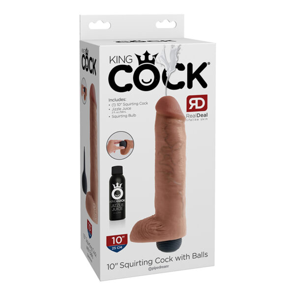 King Cock 10in Squirting Cock Balls Beig