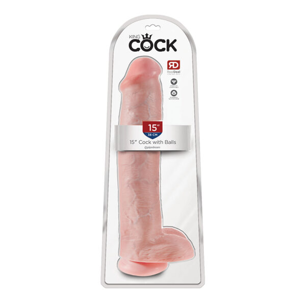King Cock 15in Cock w/ Balls Beige