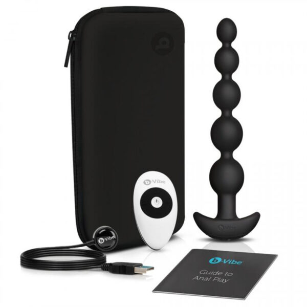 b-Vibe Cinco Vibrating Anal Beads Black