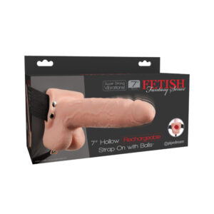 FF Recharg 7in Hollow StrapOn Balls Beig